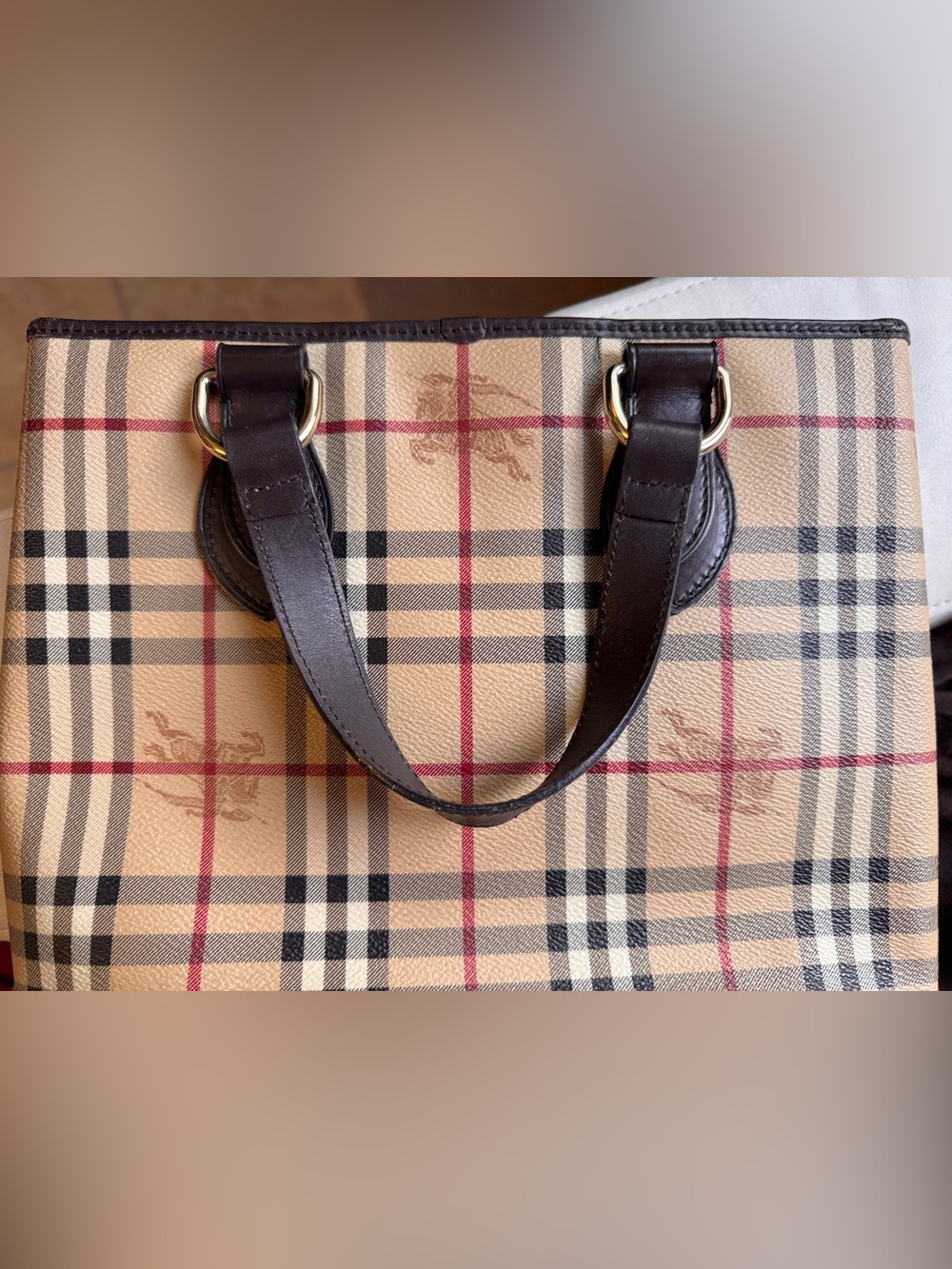 Authentic Burberry London Nova Check Coated Canvas Haymarket Tote Ittivgro58cal - Picture 4 of 13